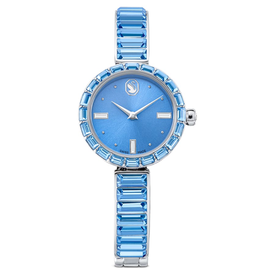 Swarovski Matrix Bangle Watch Swiss Made Crystal Bracelet Blue Stainless Steel SW5730172