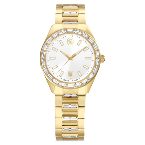 Swarovski Matrix Date Watch Swiss Made Metal Bracelet Gold Tone Gold-Tone Finish SW5745534