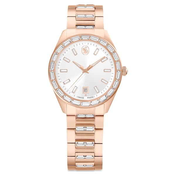Swarovski Matrix Date Watch Swiss Made Metal Bracelet Rose Gold Tone Rose Gold-Tone Finish SW5734659