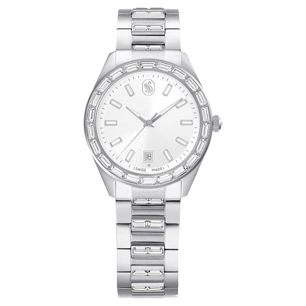 Swarovski Matrix Date Watch Swiss Made Metal Bracelet Silver Tone Stainless Steel SW5734665