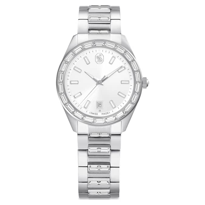 Swarovski Matrix Date Watch Swiss Made Metal Bracelet Silver Tone Stainless Steel SW5734665