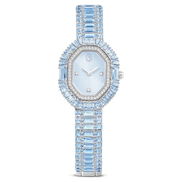 Swarovski Matrix Octagon Watch Baguette Cut Metal Bracelet Blue Stainless Steel SW5739632