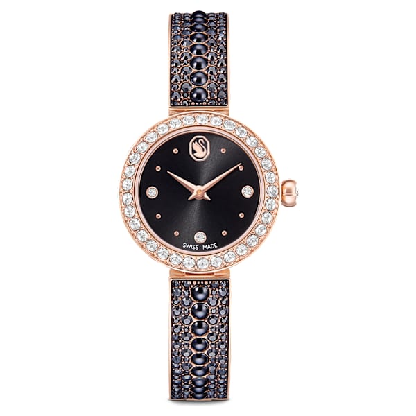 Swarovski Matrix Pearl Bangle Watch Swiss Made Crystal Bracelet Black Rose Gold-Tone Finish SW5743697