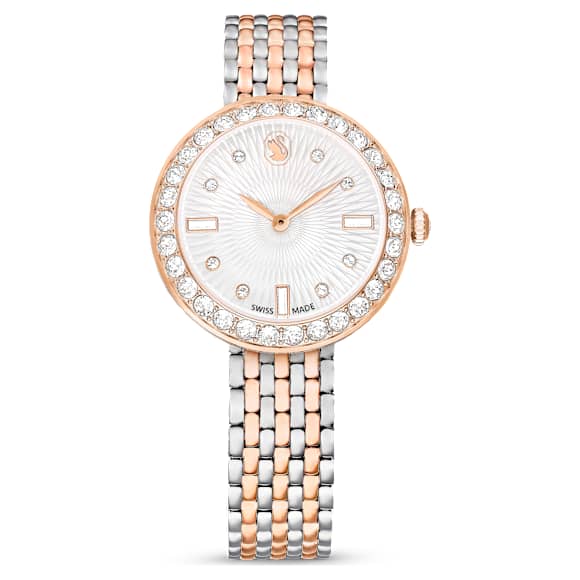 Swarovski Matrix Tennis 7-Link Watch Swiss Made Metal Bracelet Rose Gold Tone Mixed Metal Finish SW5672971