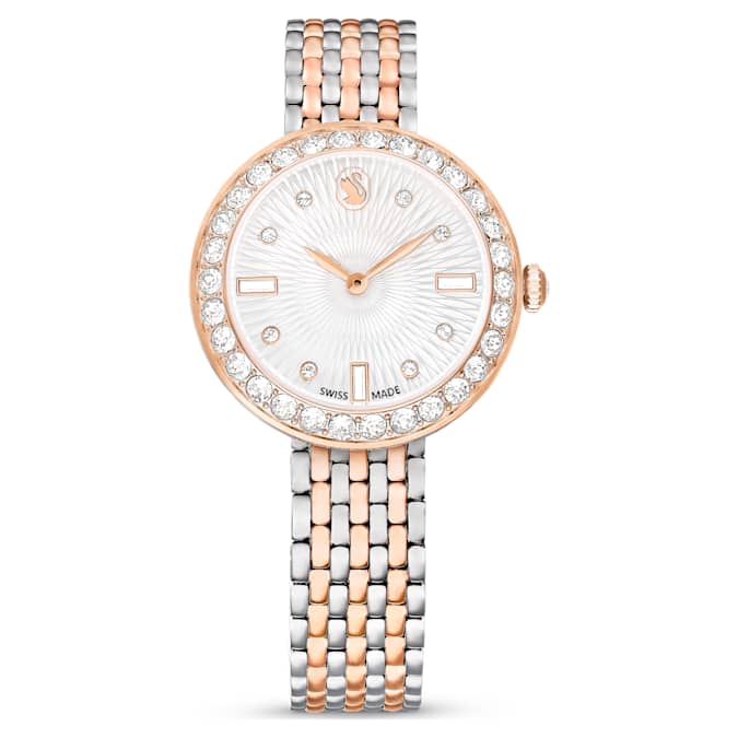 Swarovski Matrix Tennis 7-Link Watch Swiss Made Metal Bracelet Rose Gold Tone Mixed Metal Finish SW5672971