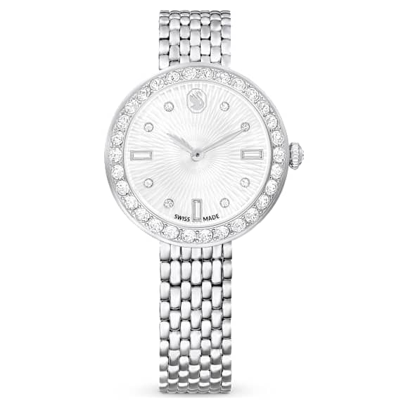 Swarovski Matrix Tennis 7-Link Watch Swiss Made Metal Bracelet Silver Tone Stainless Steel SW5673022