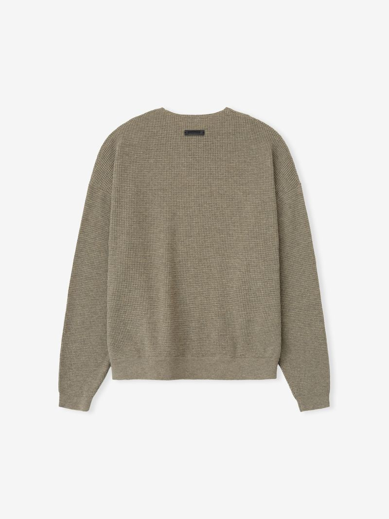 Essentials Waffle Crewneck 90S Sweater Homestead Heather