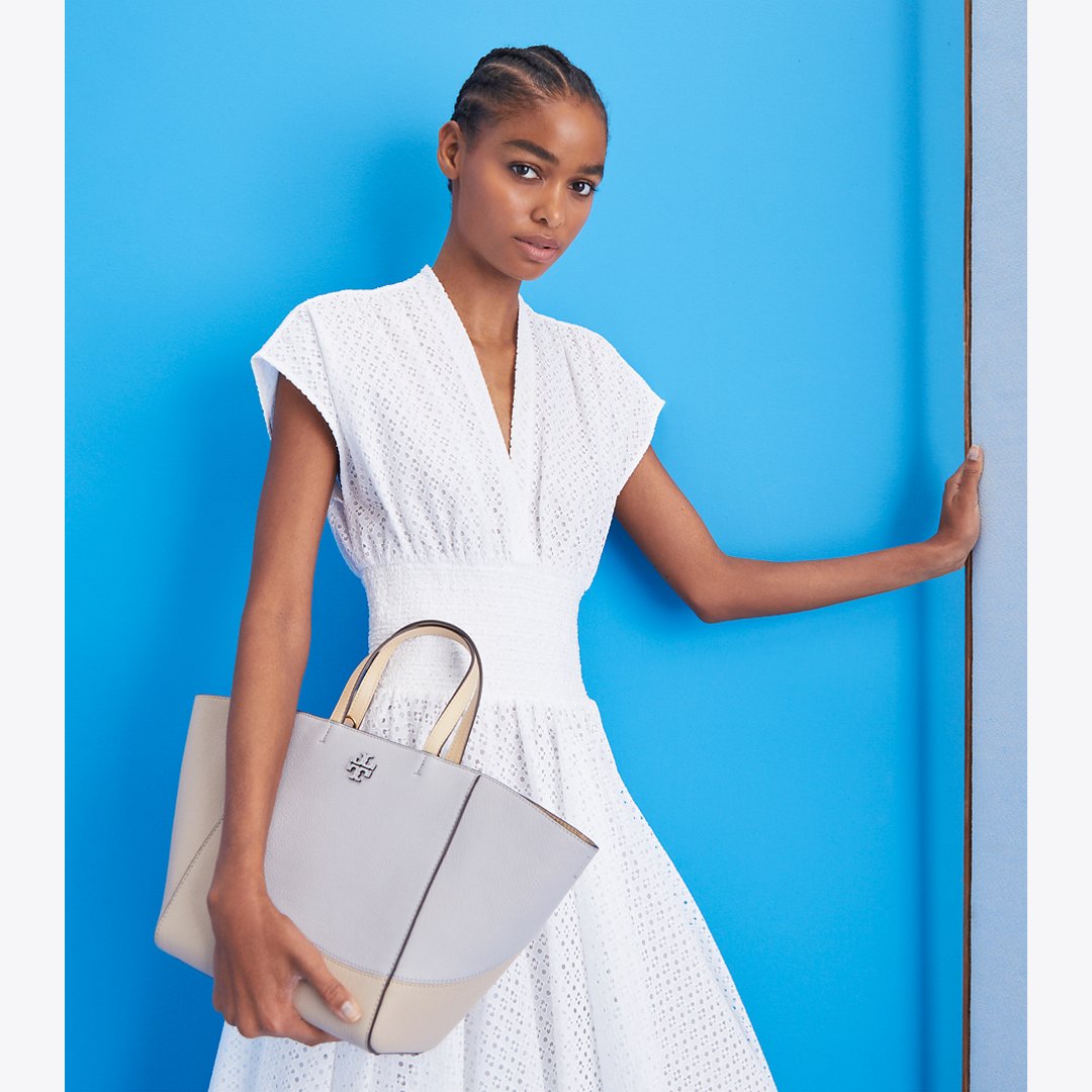 Tory Burch McGraw Colorblock Carryall Bay Gray Multi