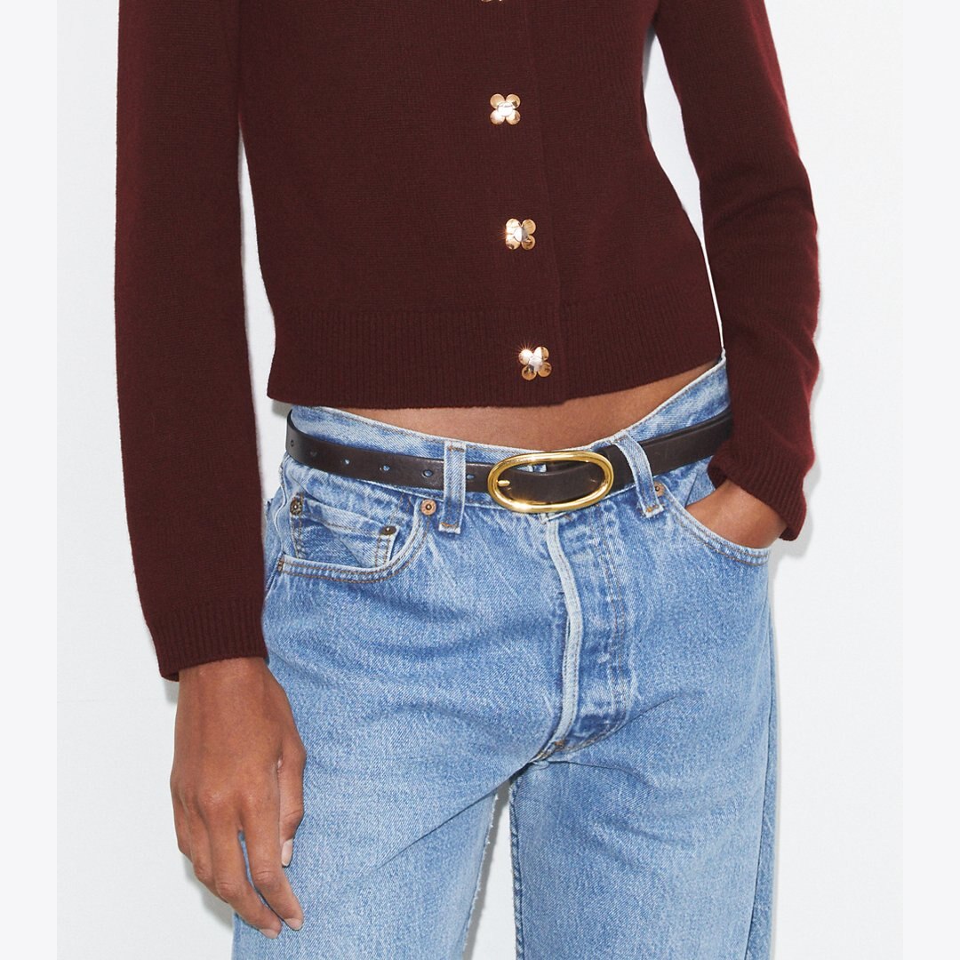 Tory Burch Medium Pierced Buckle Belt Amarena