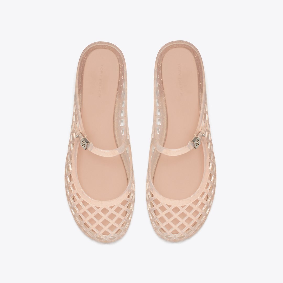 Tory Burch Mellow Mary Jane Jelly SOFT PINK GLITTER / SILVER
