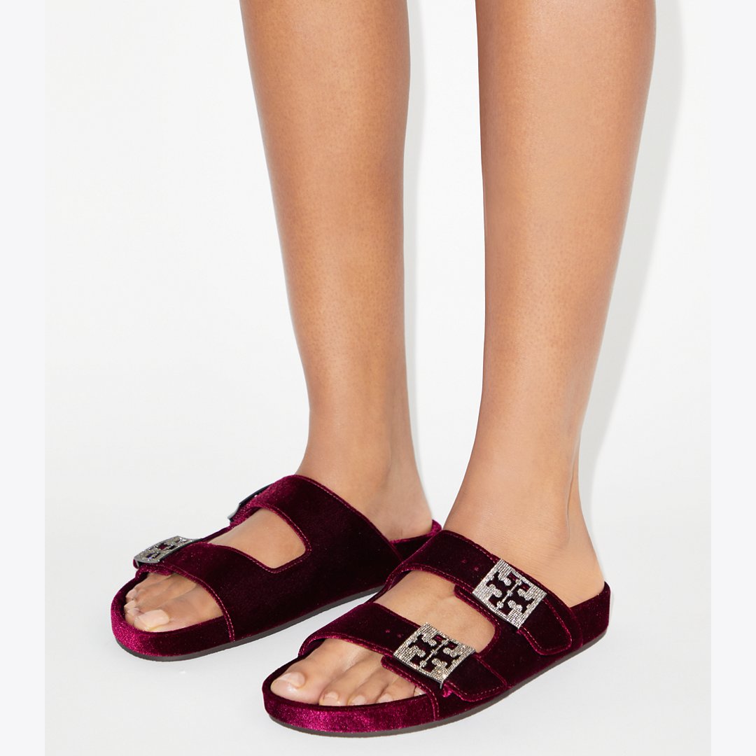 Tory Burch Mellow Pav Sandal BURGUNDY BERRY / SILVER