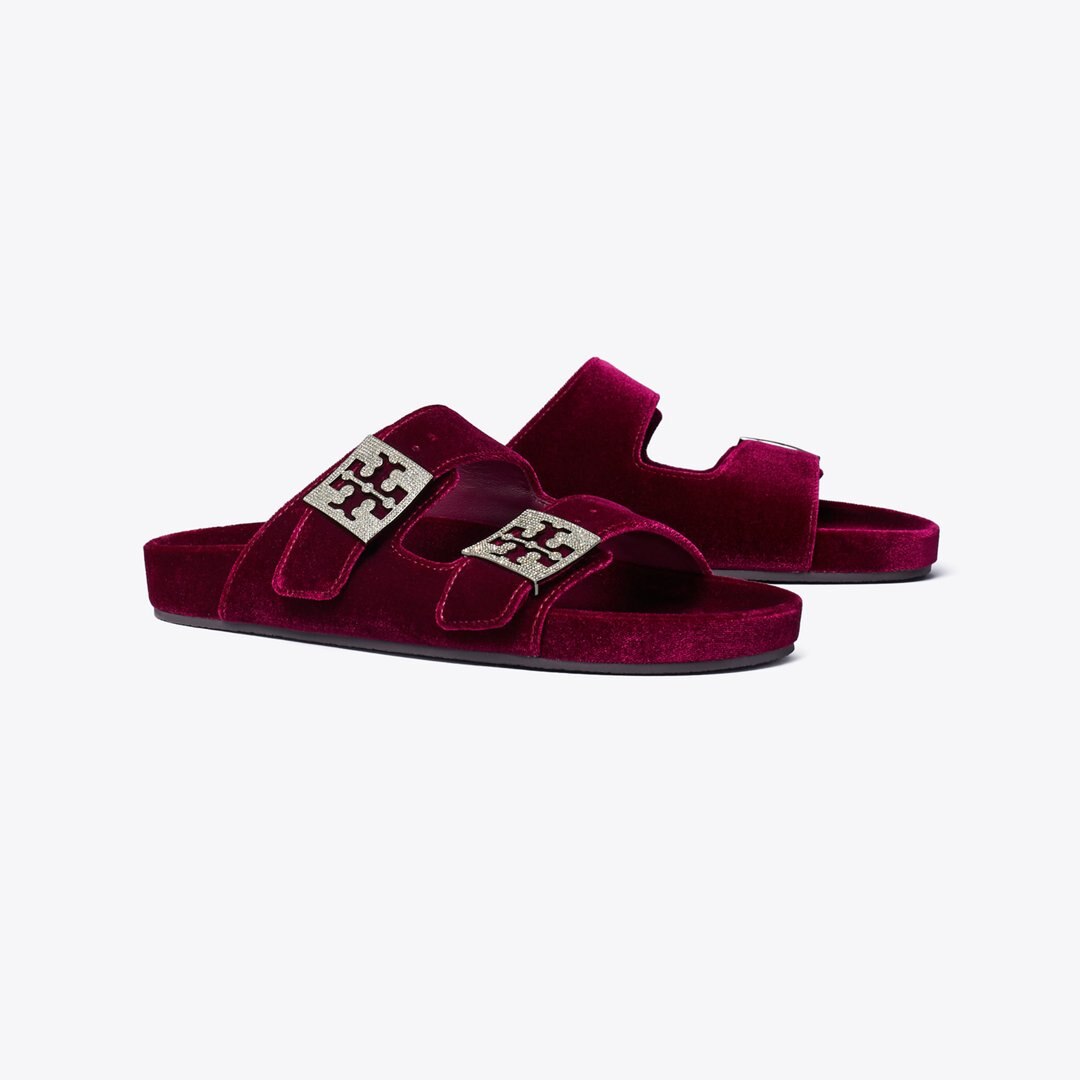 Tory Burch Mellow Pav Sandal BURGUNDY BERRY / SILVER