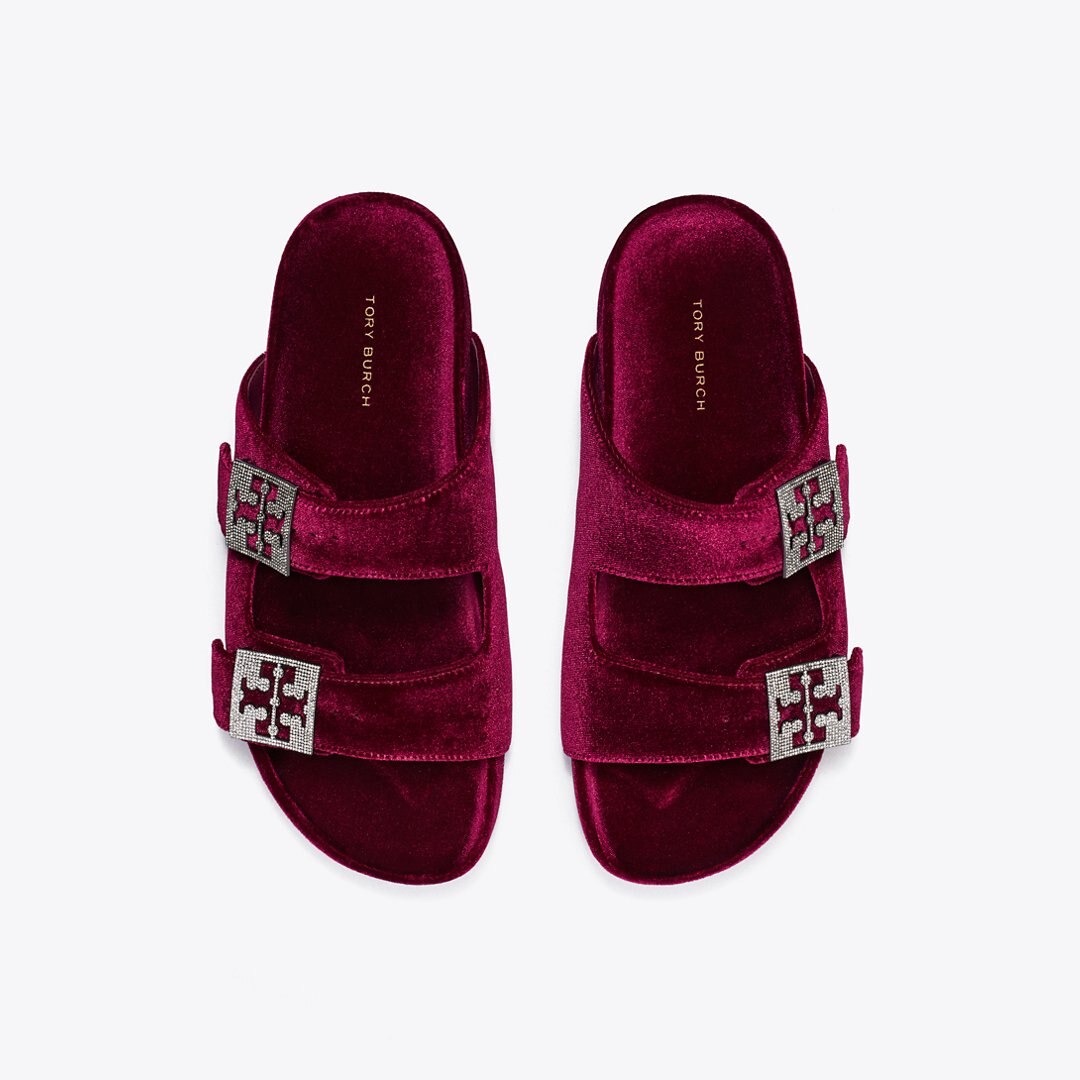 Tory Burch Mellow Pav Sandal BURGUNDY BERRY / SILVER