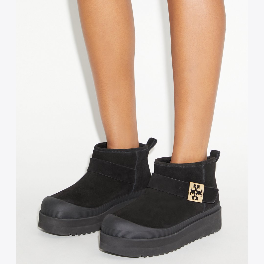 Tory Burch Mellow Shearling Platform Boot PERFECT BLACK / GOLD