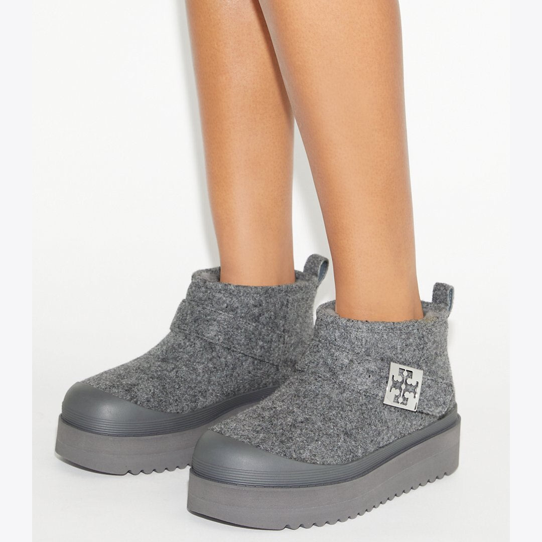 Tory Burch Mellow Shearling Platform Boot STORM CLOUD / SILVER