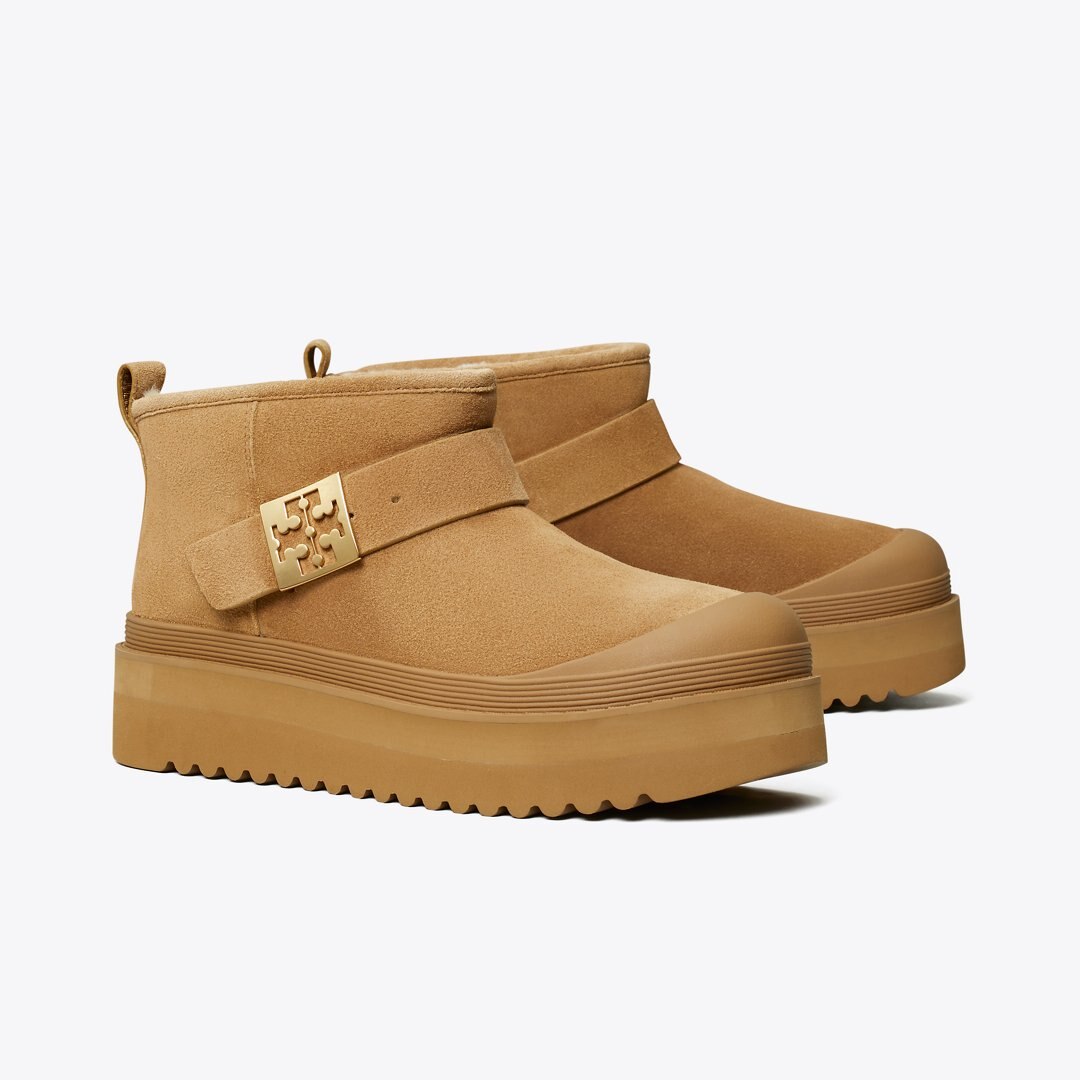 Tory Burch Mellow Shearling Platform Boot CHESTNUT / GOLD
