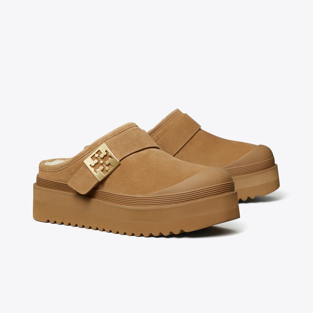 Tory Burch Mellow Shearling Platform Mule CHESTNUT / GOLD