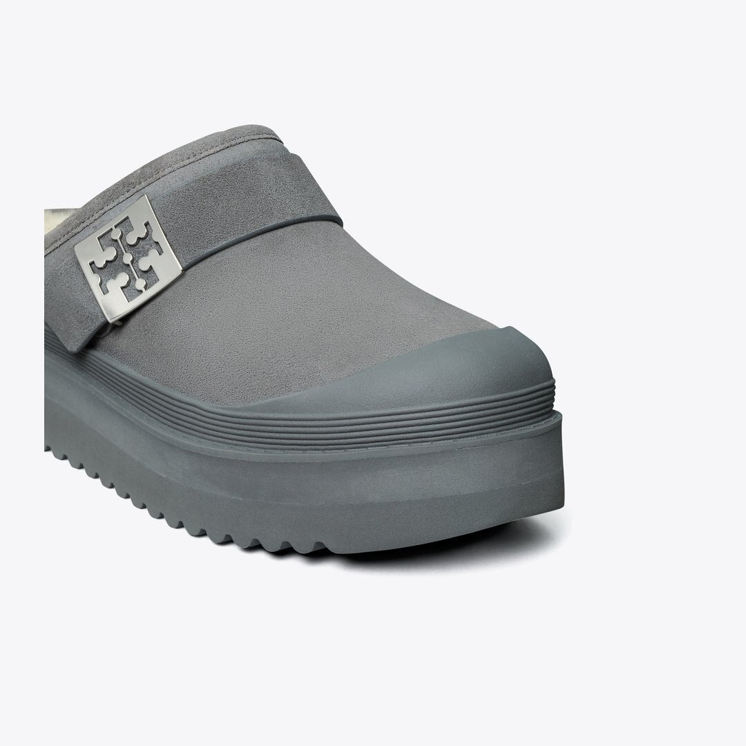 Tory Burch Mellow Shearling Platform Mule CHARCOAL GRAY / SILVER