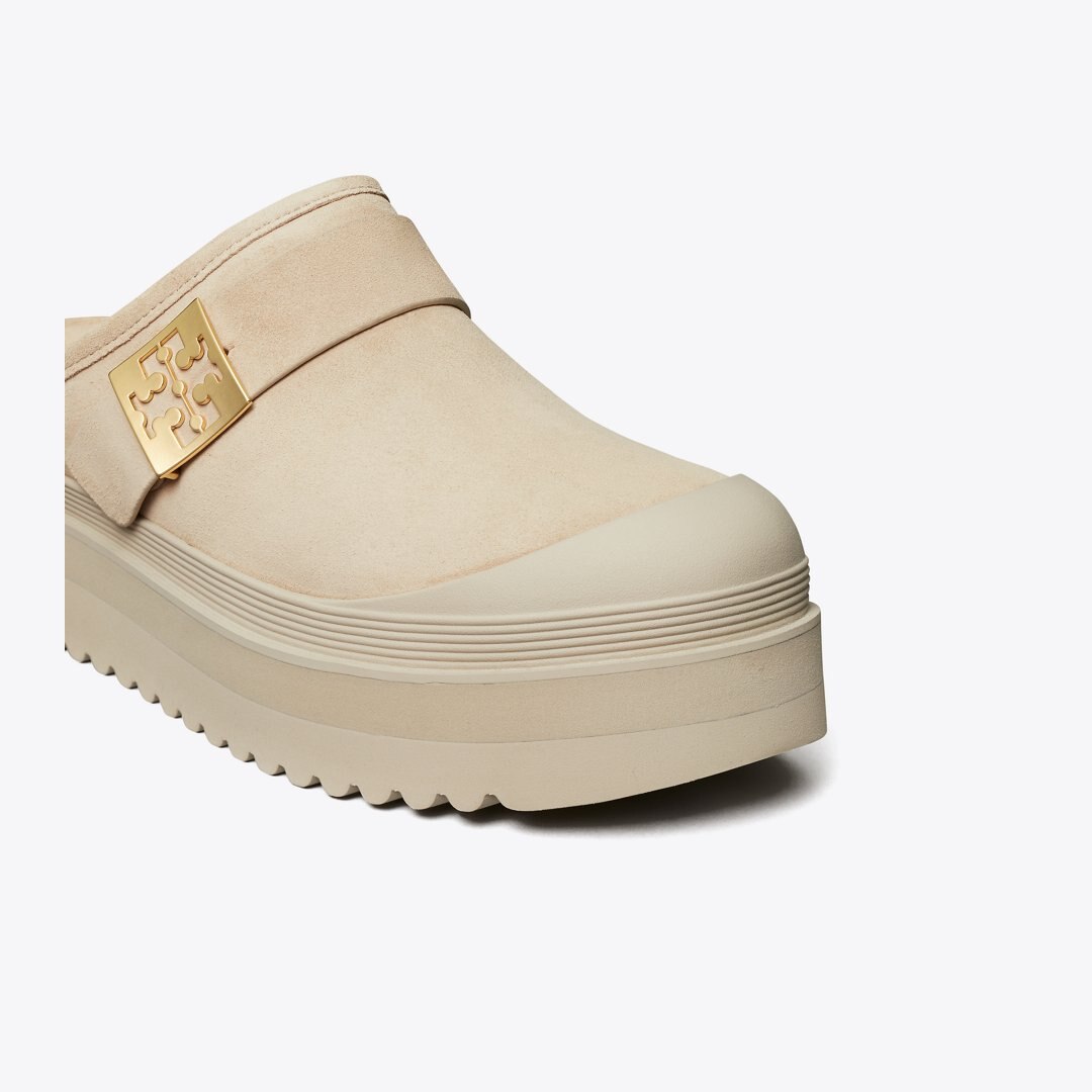 Tory Burch Mellow Shearling Platform Mule CALCARE / GOLD