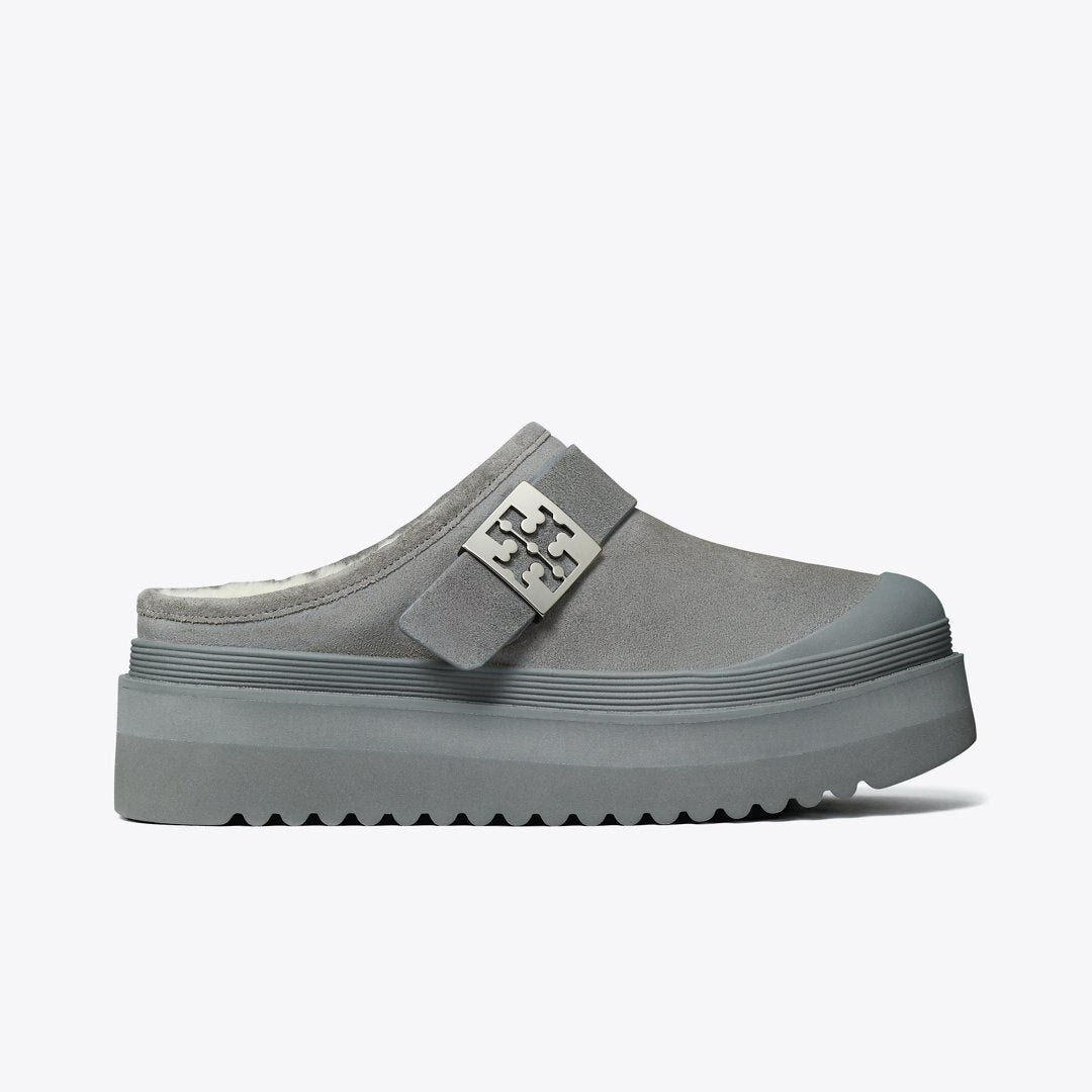 Tory Burch Mellow Shearling Platform Mule CHARCOAL GRAY / SILVER