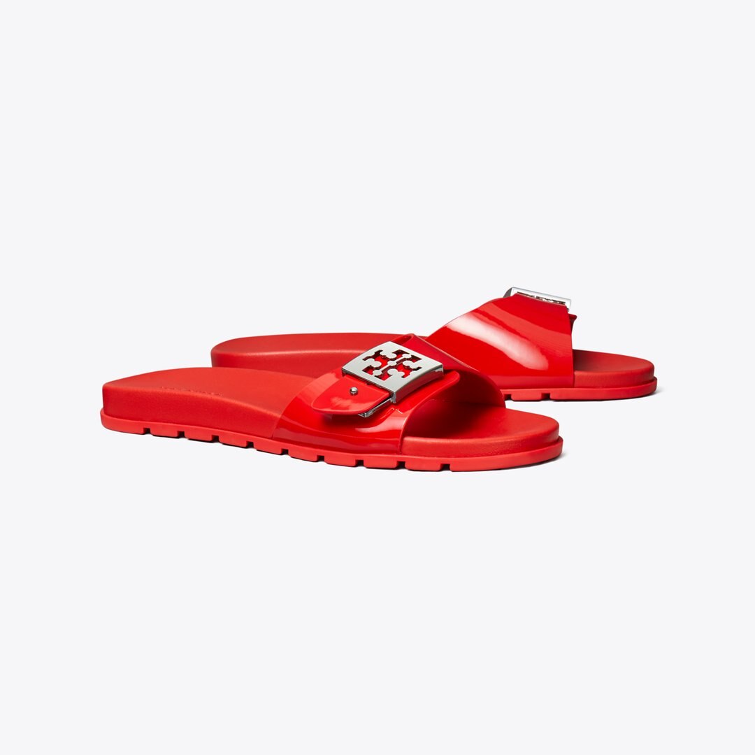 Tory Burch Mellow Slide LIPSTICK RED / SILVER