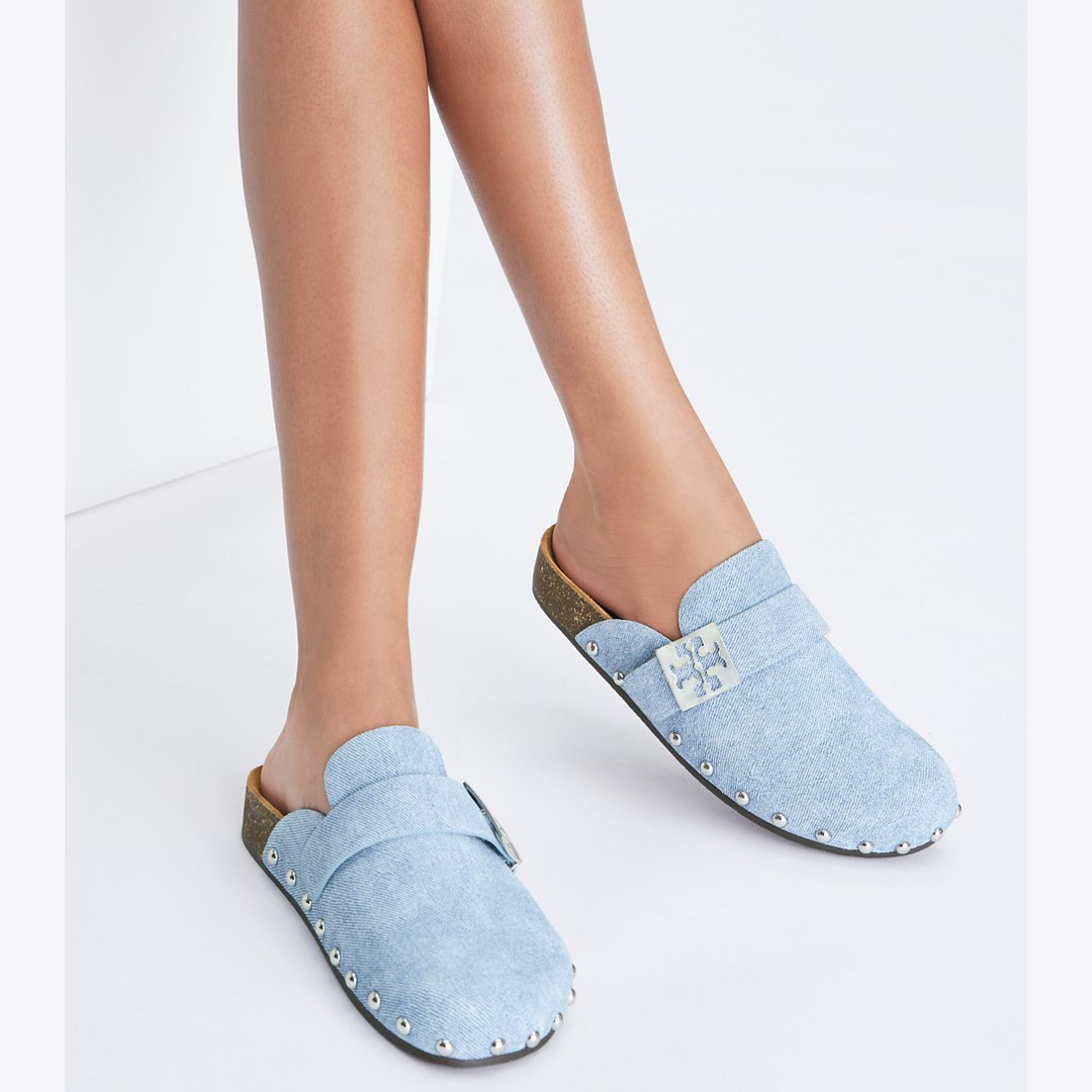 Tory Burch Mellow Studded Mule BLUE CLOUD / SILVER