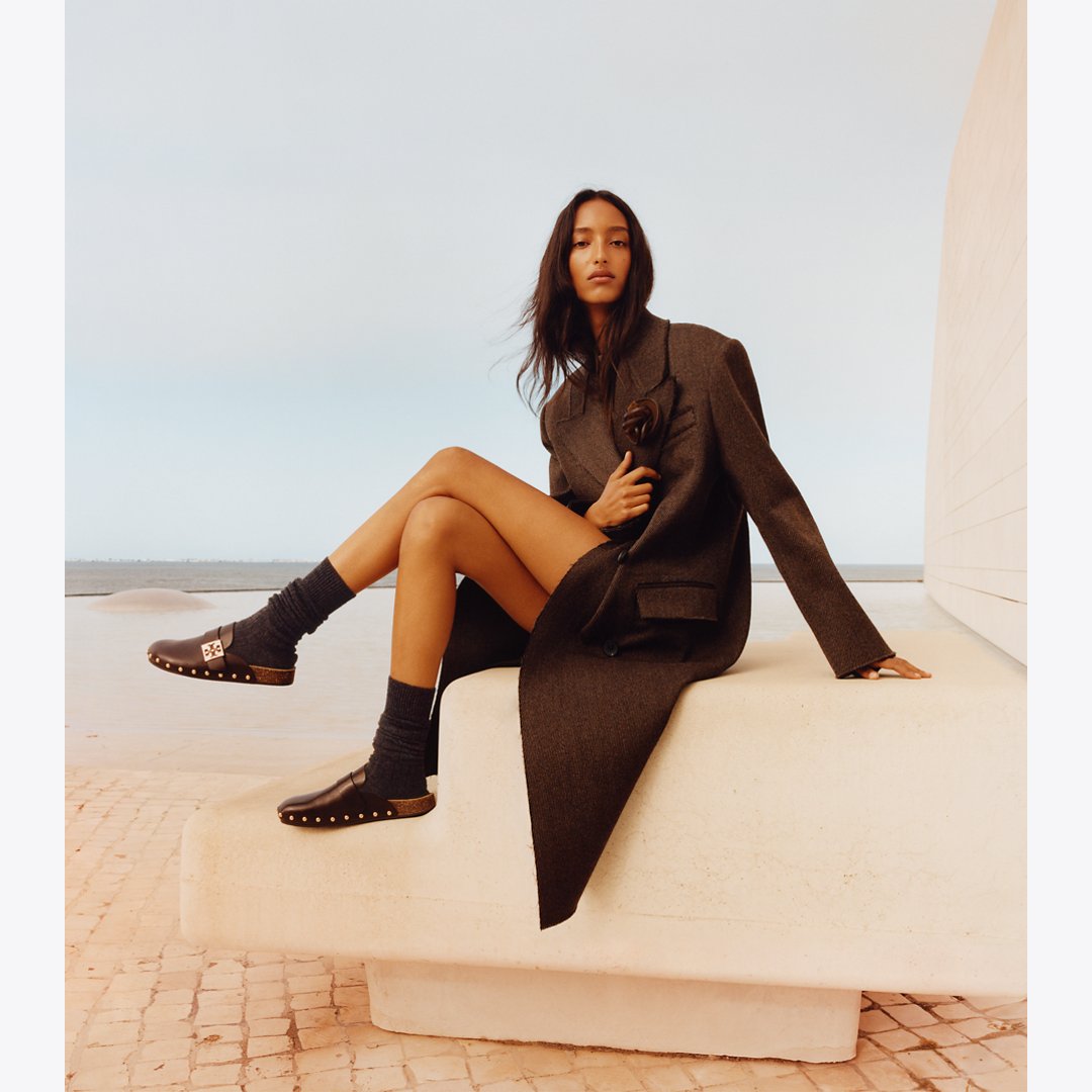 Tory Burch Mellow Studded Mule DEEP MOCHA / GOLD