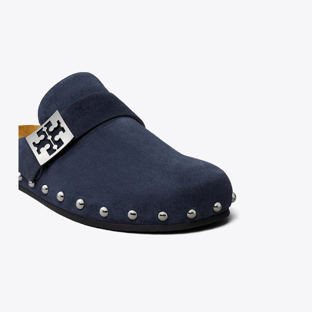 Tory Burch Mellow Studded Mule NEW NAVY / SILVER
