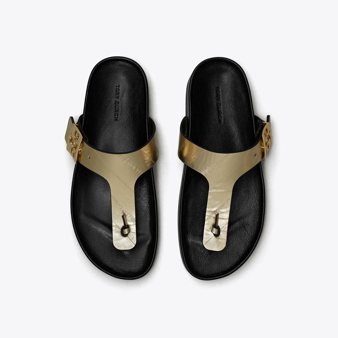 Tory Burch Mellow T-Strap Sandal SPARK GOLD / PERFECT BLACK