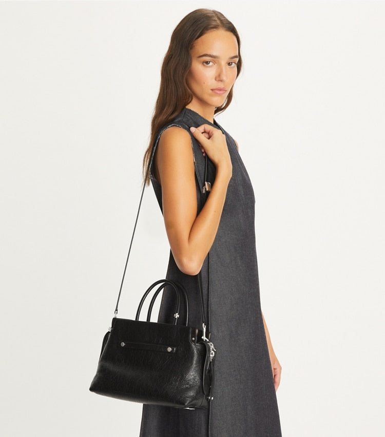 Mercer Distressed Satchel Black Black