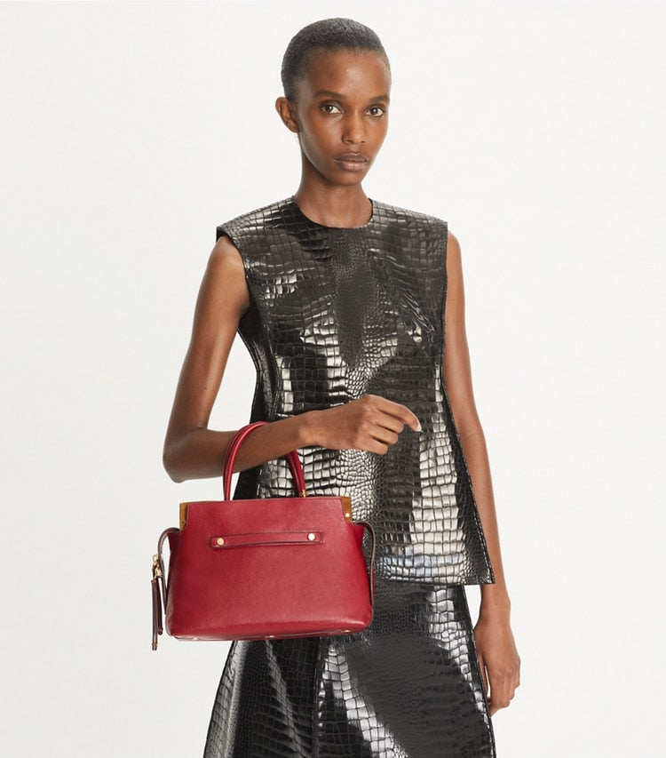 Mercer Textured Satchel Ruby Ruby