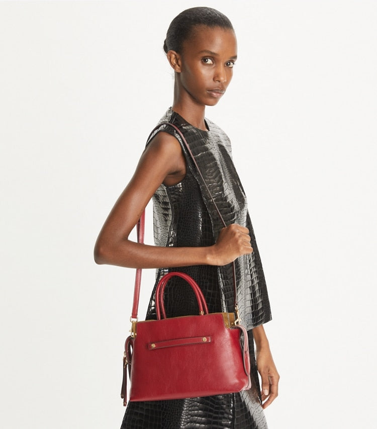 Mercer Textured Satchel Ruby Ruby