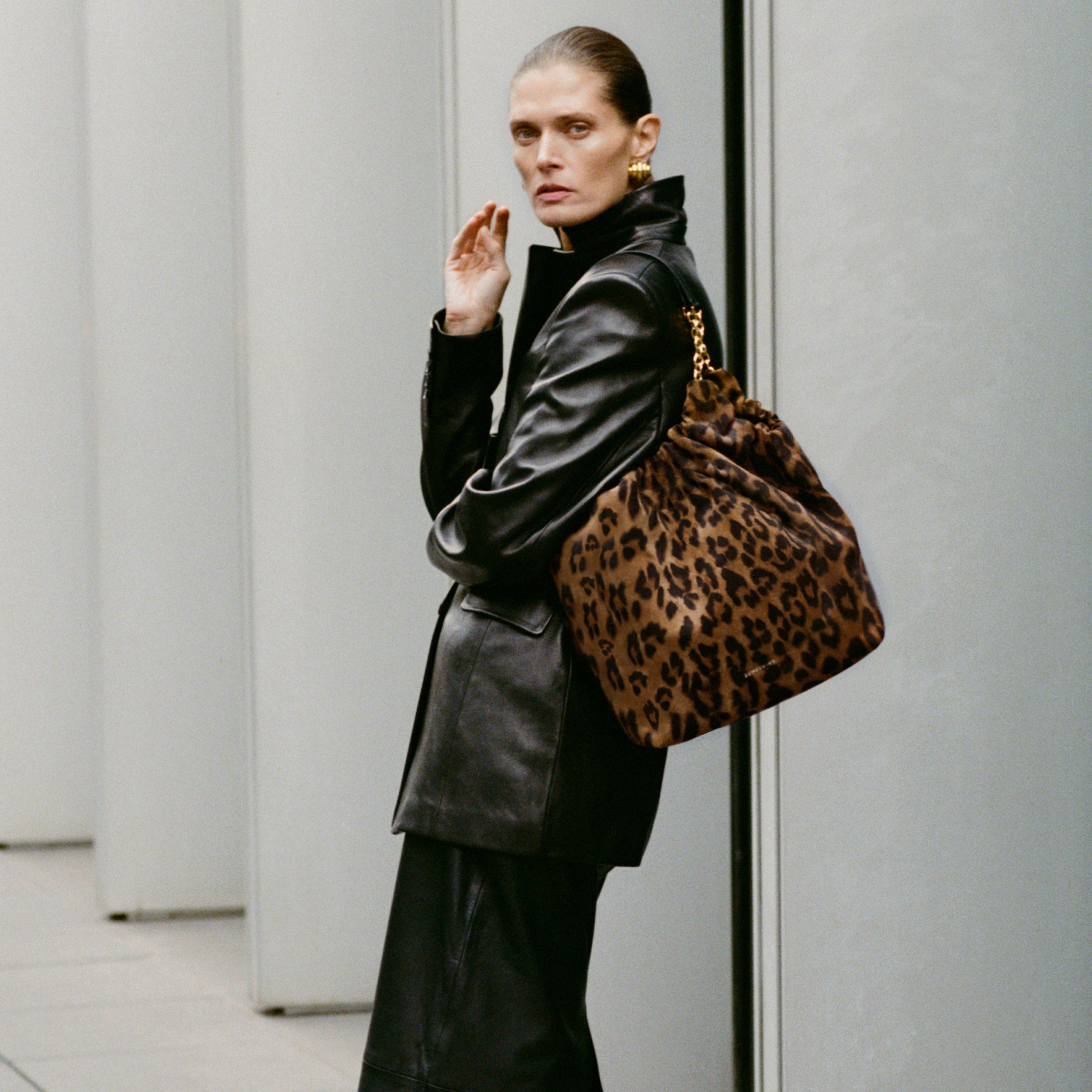 DeMellier The Miami leopard-effect suede & black smooth