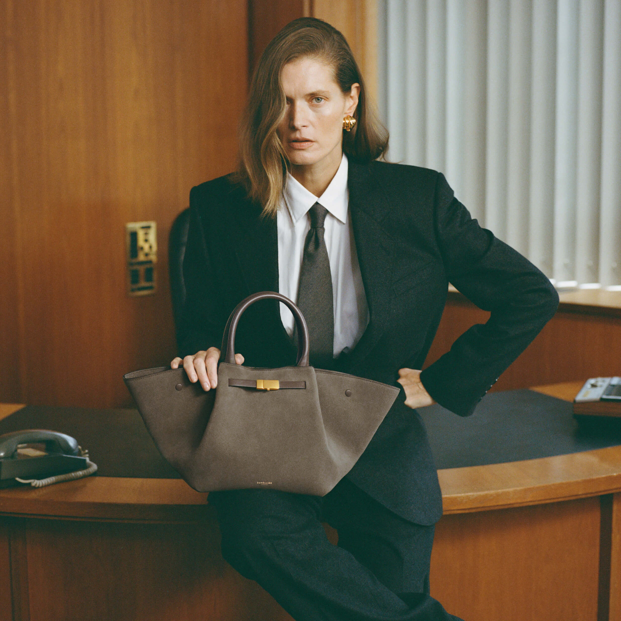 DeMellier The Midi New York deep olive suede & deep olive smooth