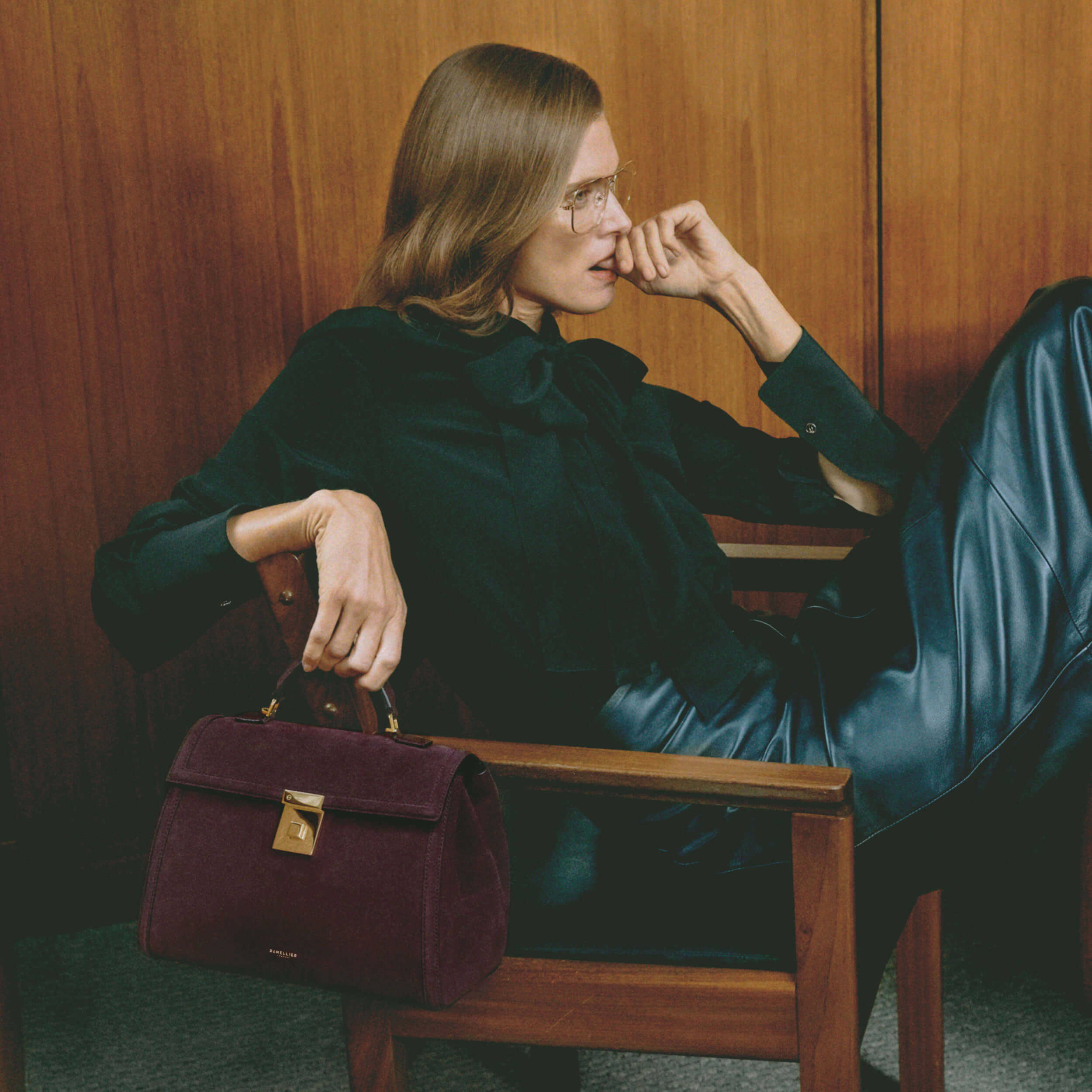 DeMellier The Midi Paris burgundy suede & burgundy smooth