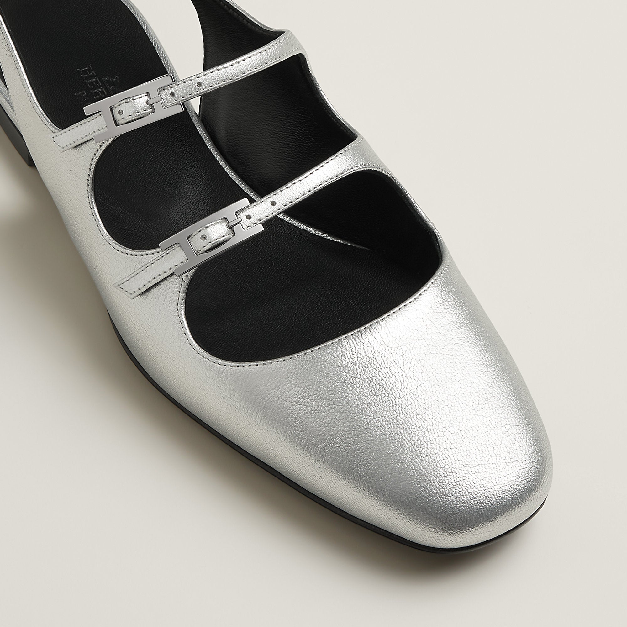 Hermes Mila Slingback Gris Argent