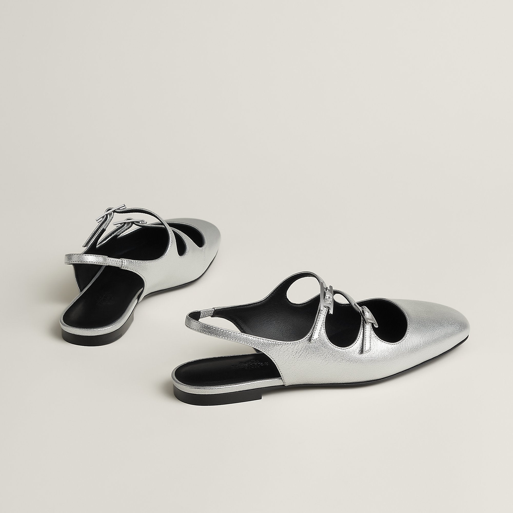 Hermes Mila Slingback Gris Argent
