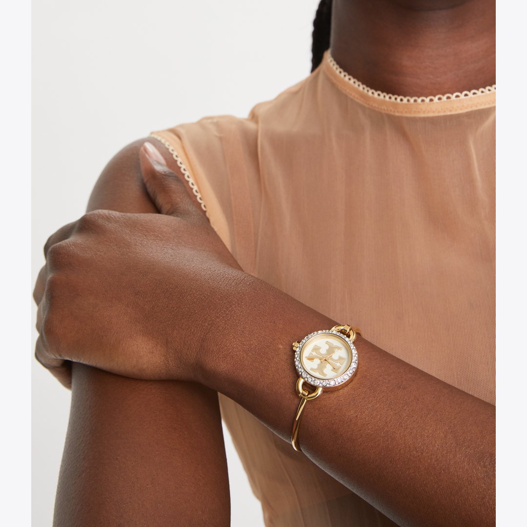 Tory Burch Miller Bangle Watch IVORY/GOLD/MULTI TOP RINGS