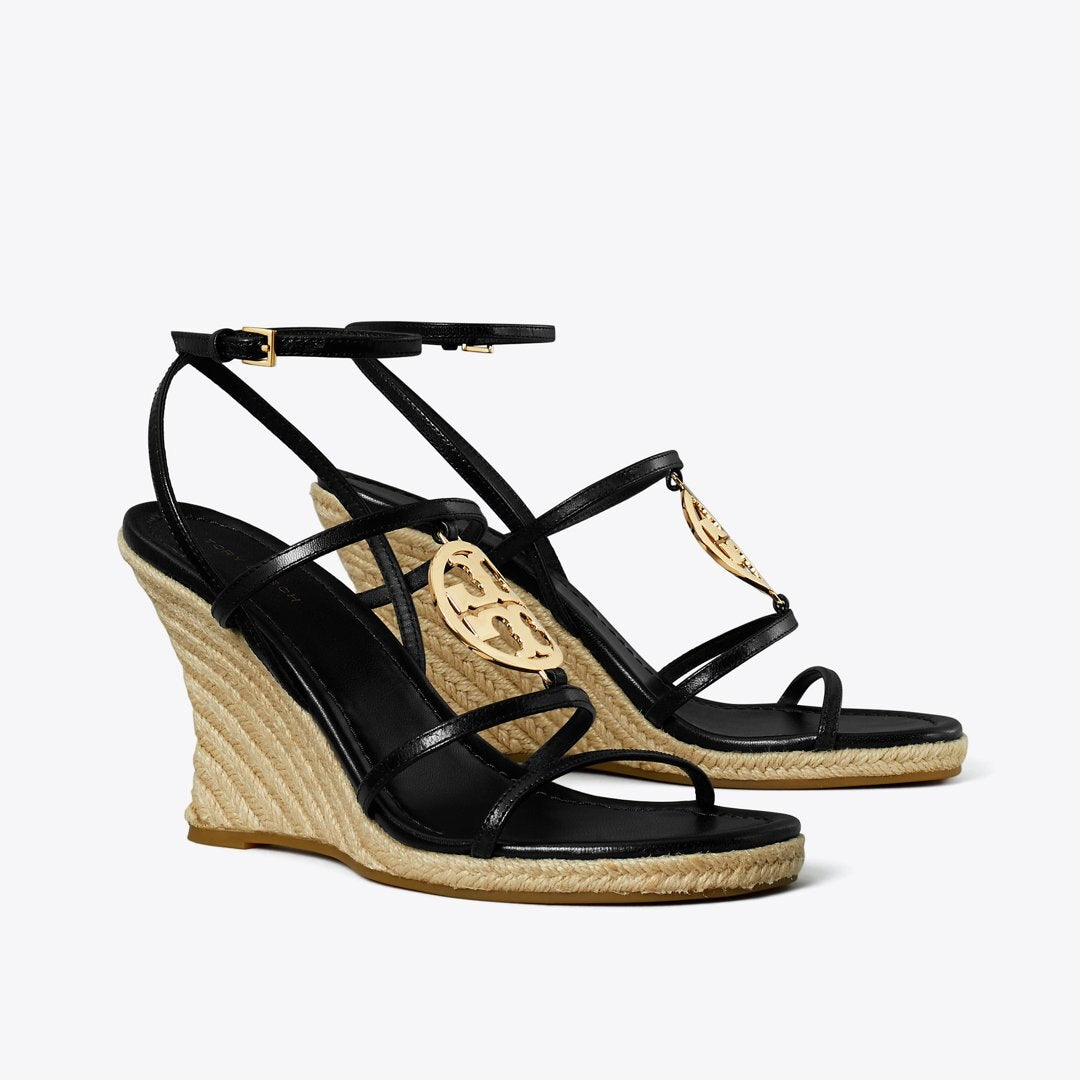Tory Burch Miller Capri Espadrille Wedge BLACK / GOLD