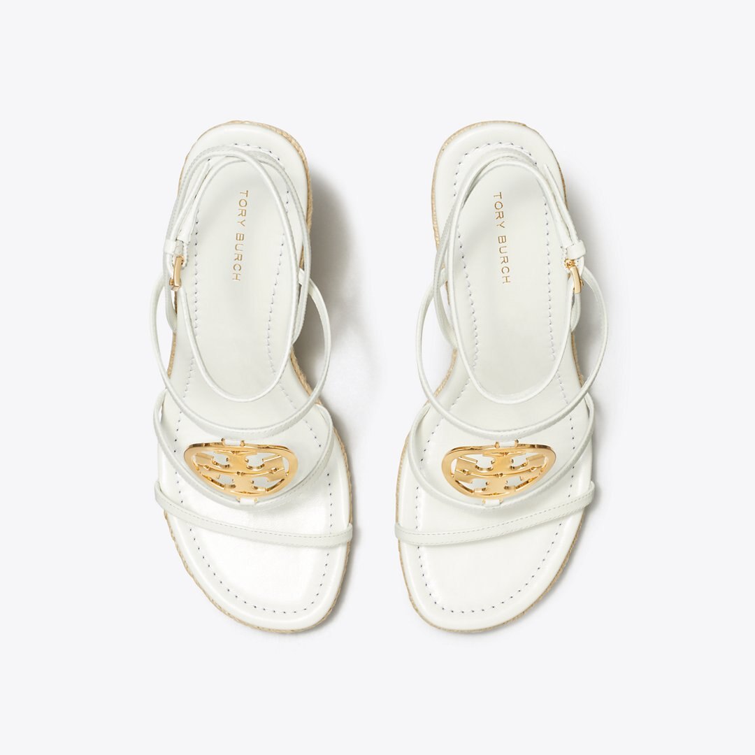 Tory Burch Miller Capri Espadrille Wedge BLANC / GOLD