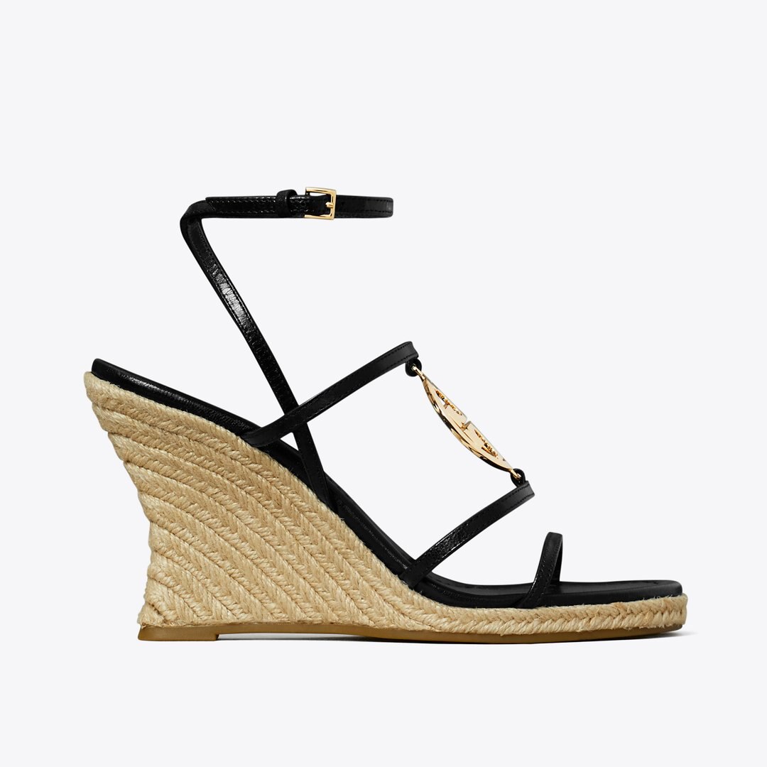 Tory Burch Miller Capri Espadrille Wedge BLACK / GOLD