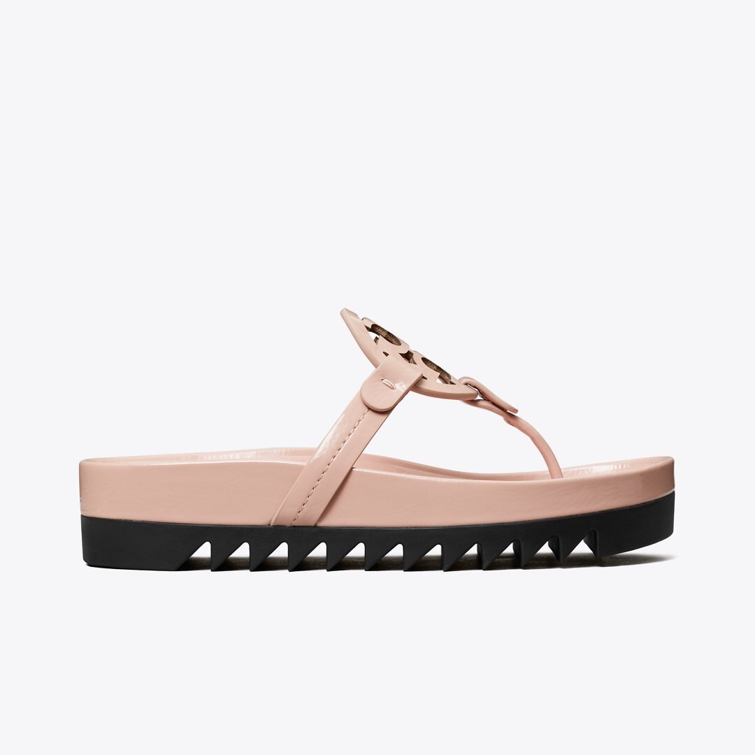 Tory Burch Miller Cloud Lug Sandal PINK BRICK / PERFECT BLACK