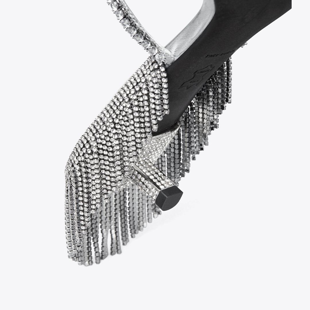 Tory Burch Miller Crystal Kitten Heel SILVER / SILVER