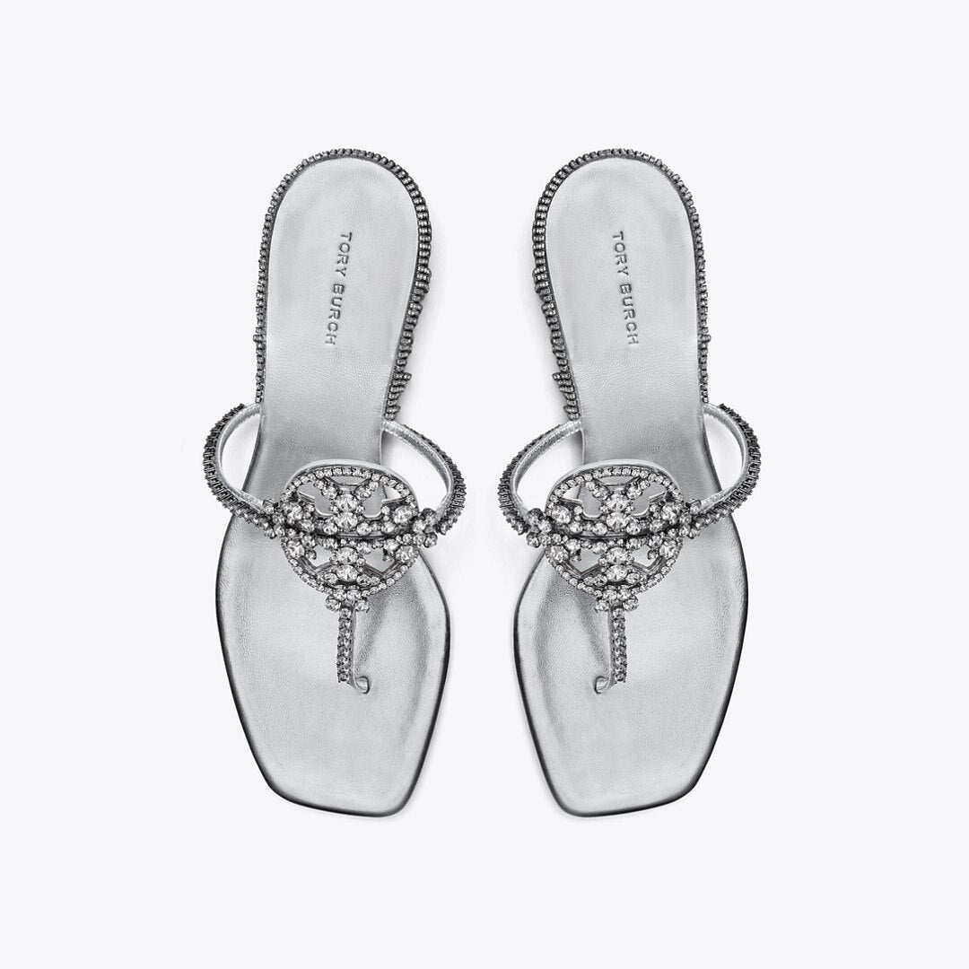 Tory Burch Miller Crystal Kitten Heel SILVER / SILVER