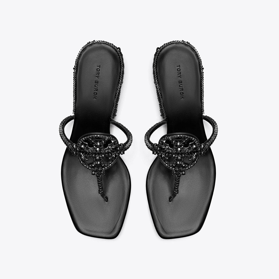 Tory Burch Miller Crystal Kitten Heel PERFECT BLACK / JET