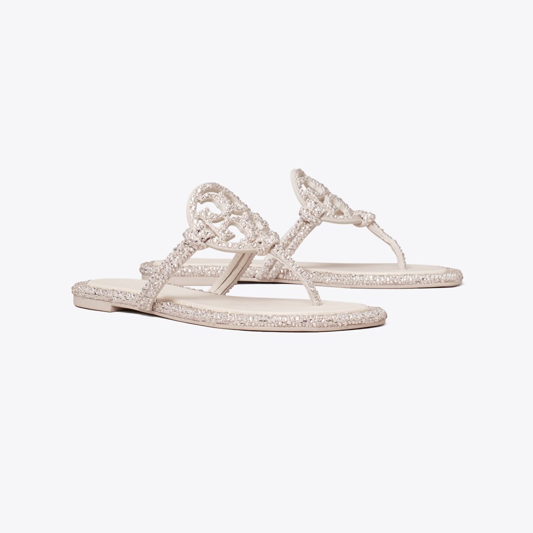 Tory Burch Miller Crystal Knotted Sandal PEARL