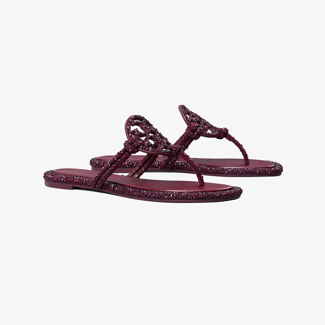 Tory Burch Miller Crystal Knotted Sandal MERLOT