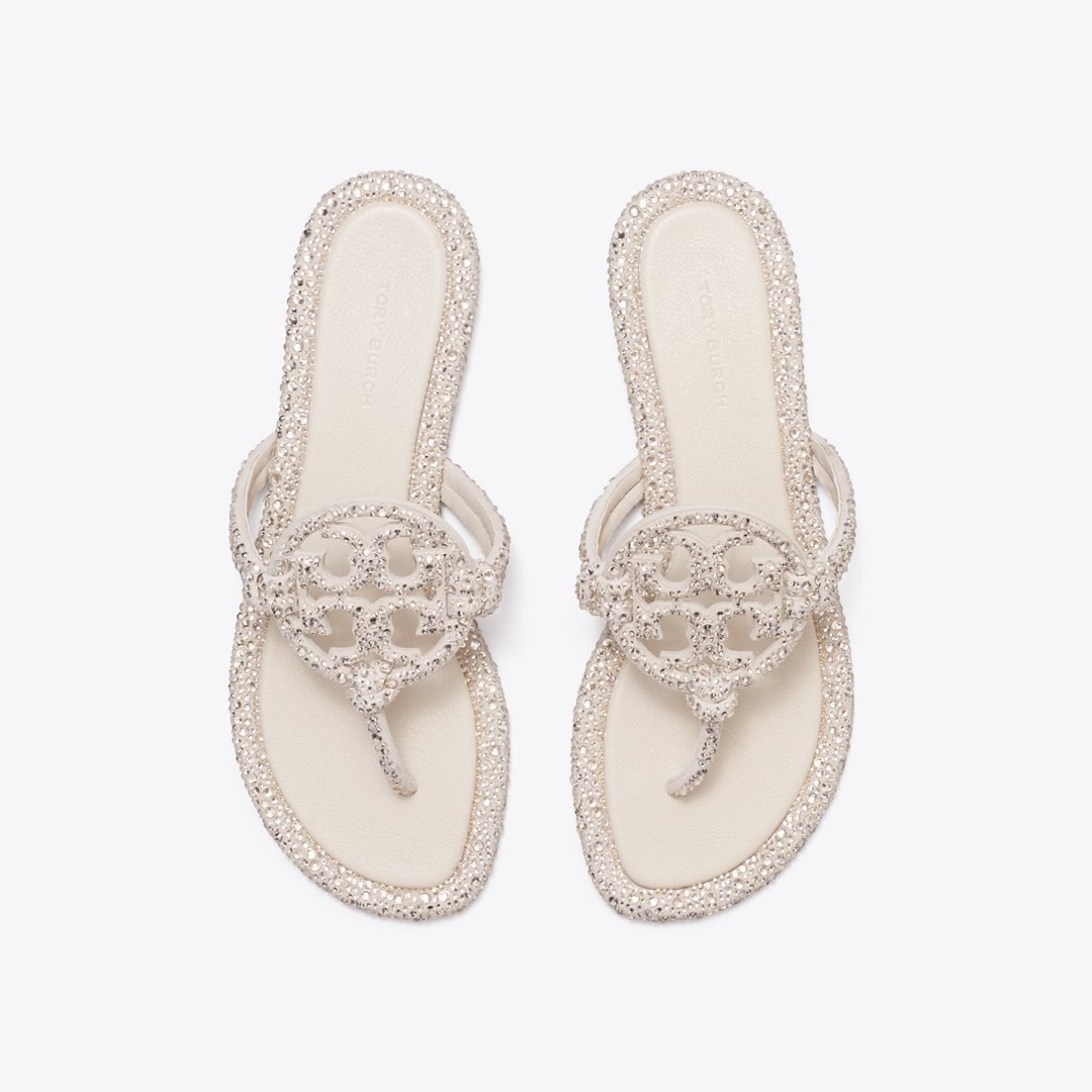 Tory Burch Miller Crystal Knotted Sandal PEARL