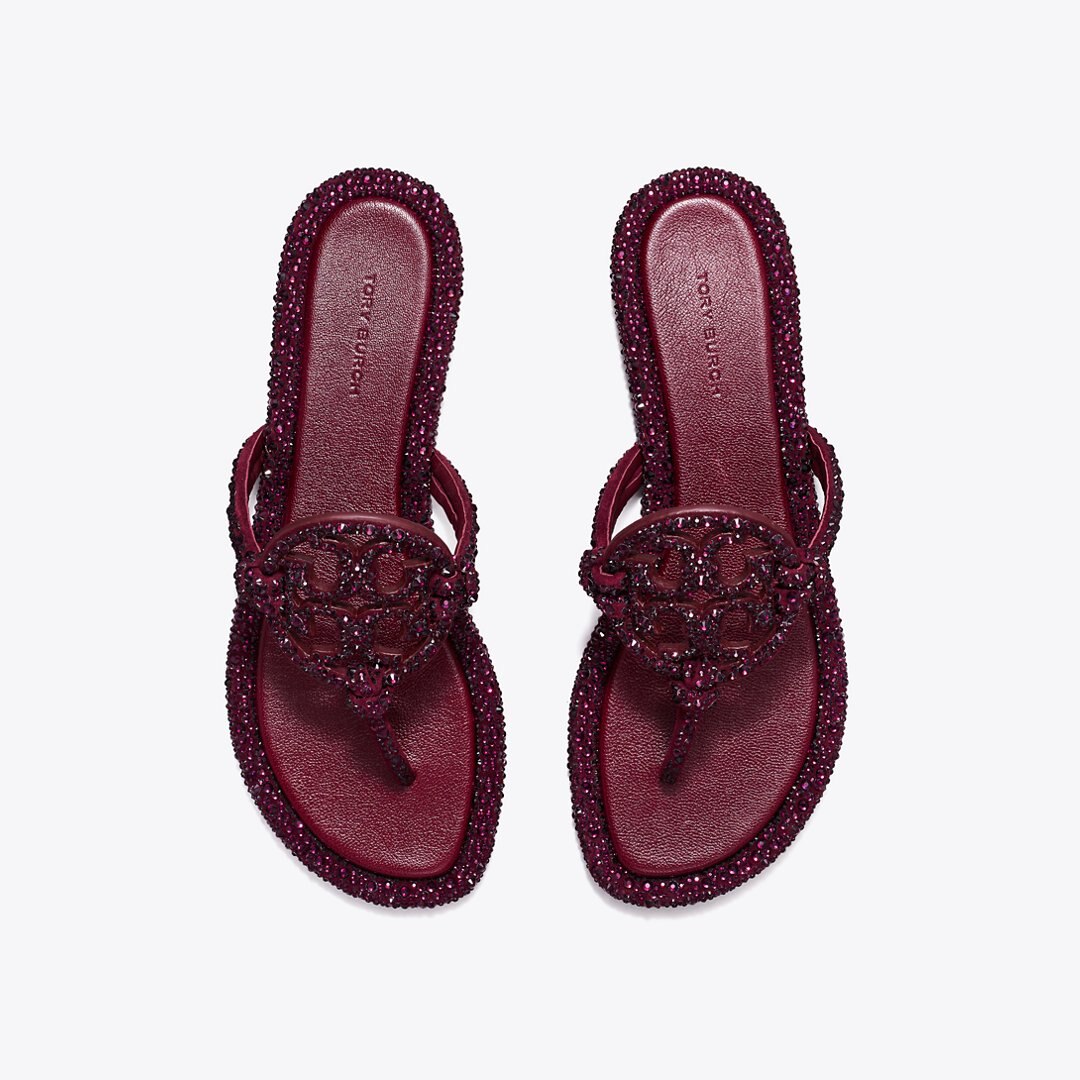 Tory Burch Miller Crystal Knotted Sandal MERLOT