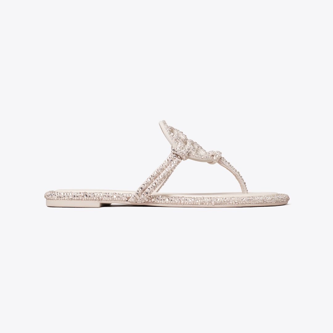 Tory Burch Miller Crystal Knotted Sandal PEARL